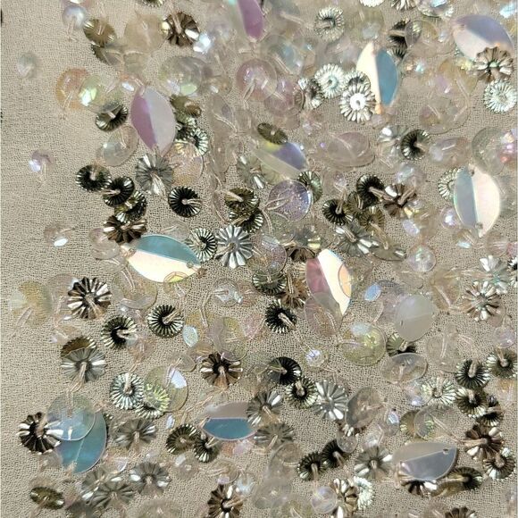 NWT Adrianna Papell Champagne Sheer Beaded Sequin Sleeveless Top Blouse S - Picture 5 of 16